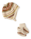Intarsia Hat & Bootie Set, Oatmeal, Size Newborn-9 Months