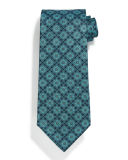 Square Medallion-Print Silk Tie