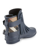 Fritton Check Fringe Rain Boot, Navy