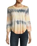 Kimmy Tie-Dye Scoop-Neck Top, Multicolor