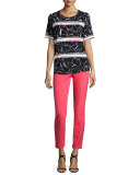 Relief-Print Round-Neck Tee, Fantasy