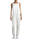 Collier Silk-Trim Track Pants, Ivory