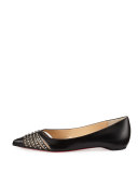 Baretta Studded Red Sole Skimmer Flat, Black
