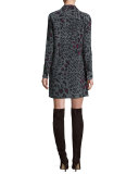 Lucida Leopard-Print Silk Shirtdress, Gunmetal
