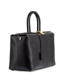 India Large Python Satchel Bag, Black