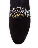 Liliana Embroidered Suede Bootie, Black