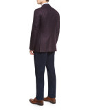 Corduroy Flat-Front Trousers, Blue