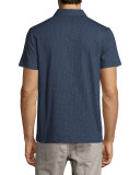 Dot-Print Short-Sleeve Polo Shirt, Midnight
