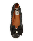 Pearly Bow Ballerina Flat, Black