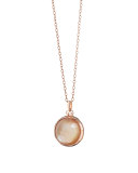 Rose Gold Cognac Mother-of-Pearl Petite Locket Necklace