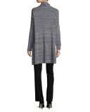 Long-Sleeve Open-Front Jacket, Neutral Gray/Black