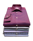 Trofeo Slim-Fit Box-Check Dress Shirt, Gray