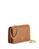 Saffiano Lux Crossbody Bag, Caramel
