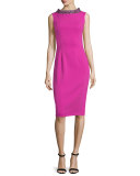 Sleeveless Embellished Cocktail Dress, Fuchsia