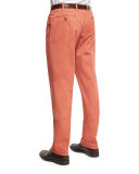 Parker Cotton-Stretch Flat-Front Trousers, Red
