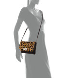 Calf-Hair Flap Clutch Bag, Leopard