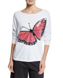 Long-Sleeve Sequined Butterfly Sweater 