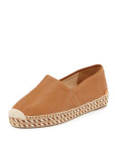 Noa Leather Espadrille Flat, Walnut