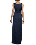 Sleeveless Asymmetric-Neck Column Gown 