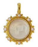 19K Elephant Venetian Glass Intaglio Pendant