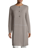 Long Two-Tone Matte-Crepe Cardigan Coat 