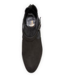 Fane Suede Buckle Bootie, Black