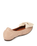 Pearly Bow Ballerina Flat, Nude