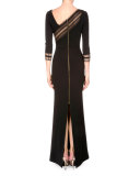 Beaumont Lace-Inset Mermaid Gown, Black