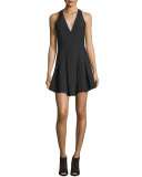 Sabine Sleeveless Crepe Fit-and-Flare Dress, Black
