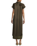 Long Cultivated Crepe Jersey Tank Dress, Dark Green