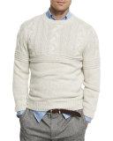 Cashmere Cable-Knit & Ribbed Sweater, Gray