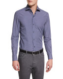 Geo-Print Long-Sleeve Sport Shirt, Navy