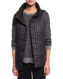 Quilted Stand-Collar Vest, Black