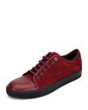Matte Cap-Toe Low-Top Sneaker, Red