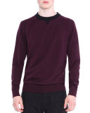 Crewneck Knit Sweater, Wine