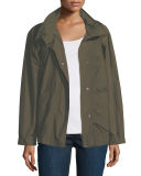 Hooded Zip-Front Jacket W/Stand Collar 