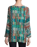 Glen Dolman-Sleeve Printed Blouse, Multi