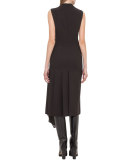 Sleeveless Faux-Wrap Dress, Date