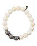 10mm Bone Bead & Pave Diamond Bracelet