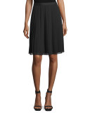 Georgia Pleated Chiffon Skirt, Black