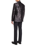Palm-Print Jacquard Silk Evening Jacket, Black