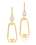 Metropolis 18k Open Long Octagon Diamond Earrings