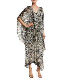 Leopard-Print Silk Caftan, Leopard