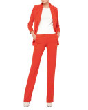 Carl Straight-Leg Silk Pants, Rojo