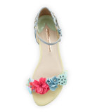 Lilico Floral Sequin Flat Sandal, Pearl Blue
