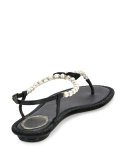 Pearly & Crystal Thong Sandal, Black