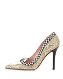 lexi taxi glitter/patent pump, gold