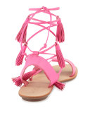 Saffron Leather Tassel Flat Sandal