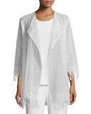 Long Lace Jacket W/ Fringe Trim 