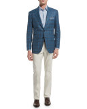 Five-Pocket Stretch Pants, Light Gray